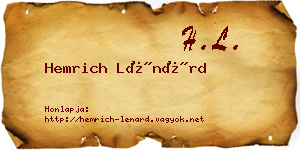 Hemrich Lénárd névjegykártya
